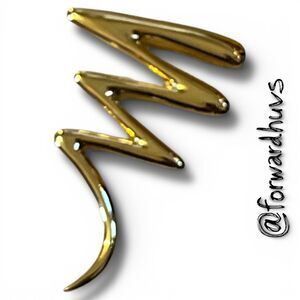 Gold Tone Zigzag Brooch – Sculptural Design – 2.75” – Modernist Statement Pin